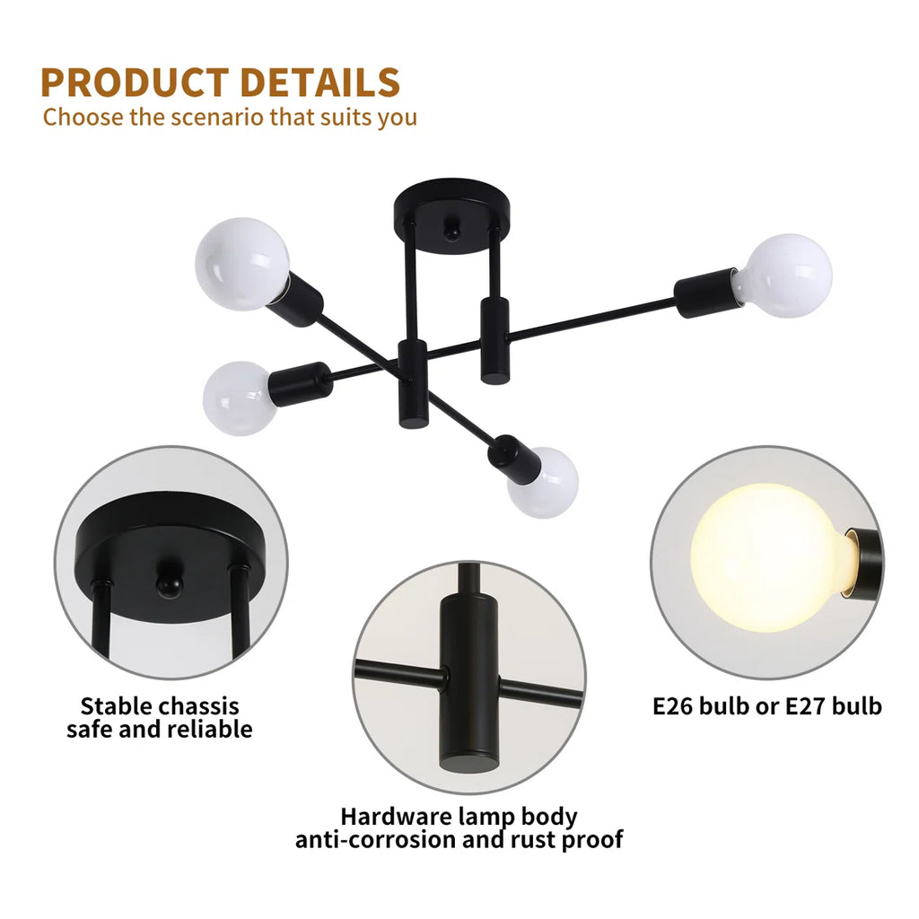Siittoo  4 - Light Dimmable Sputnik Sphere Chandelier