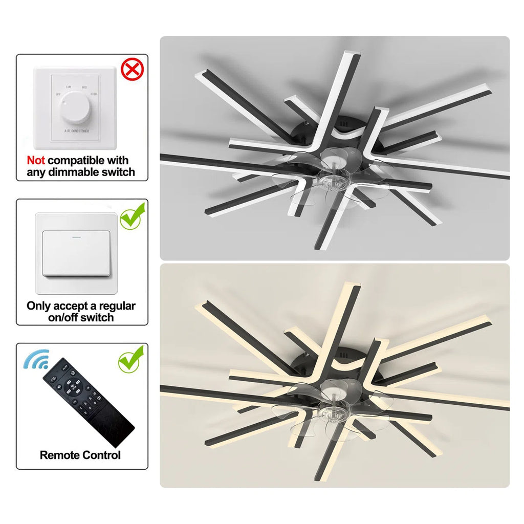 Siittoo 35.43" 7 - Blade Reversible LED Dimmable Ceiling Fan With Light And Remote