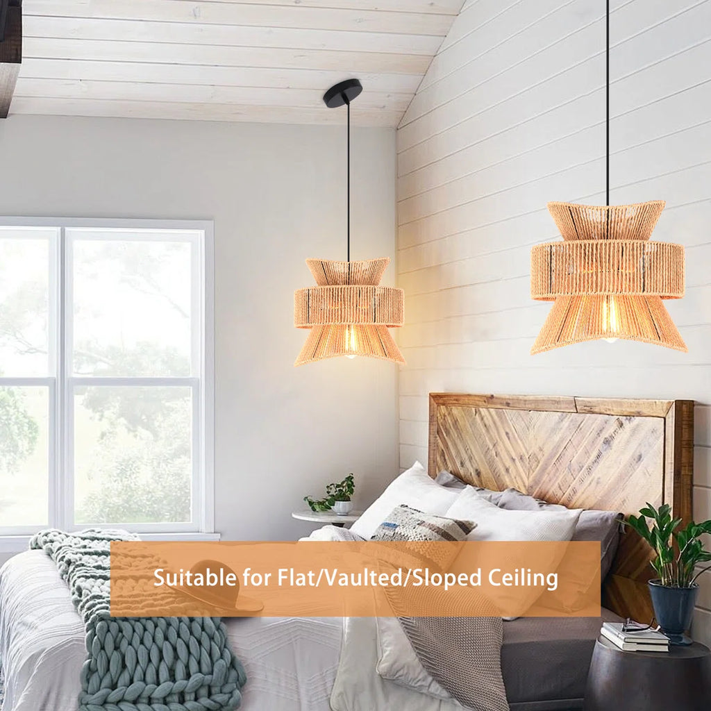 Siittoo Highwoods 1 - Light Farmhouse Boho Rattan Pendant Light