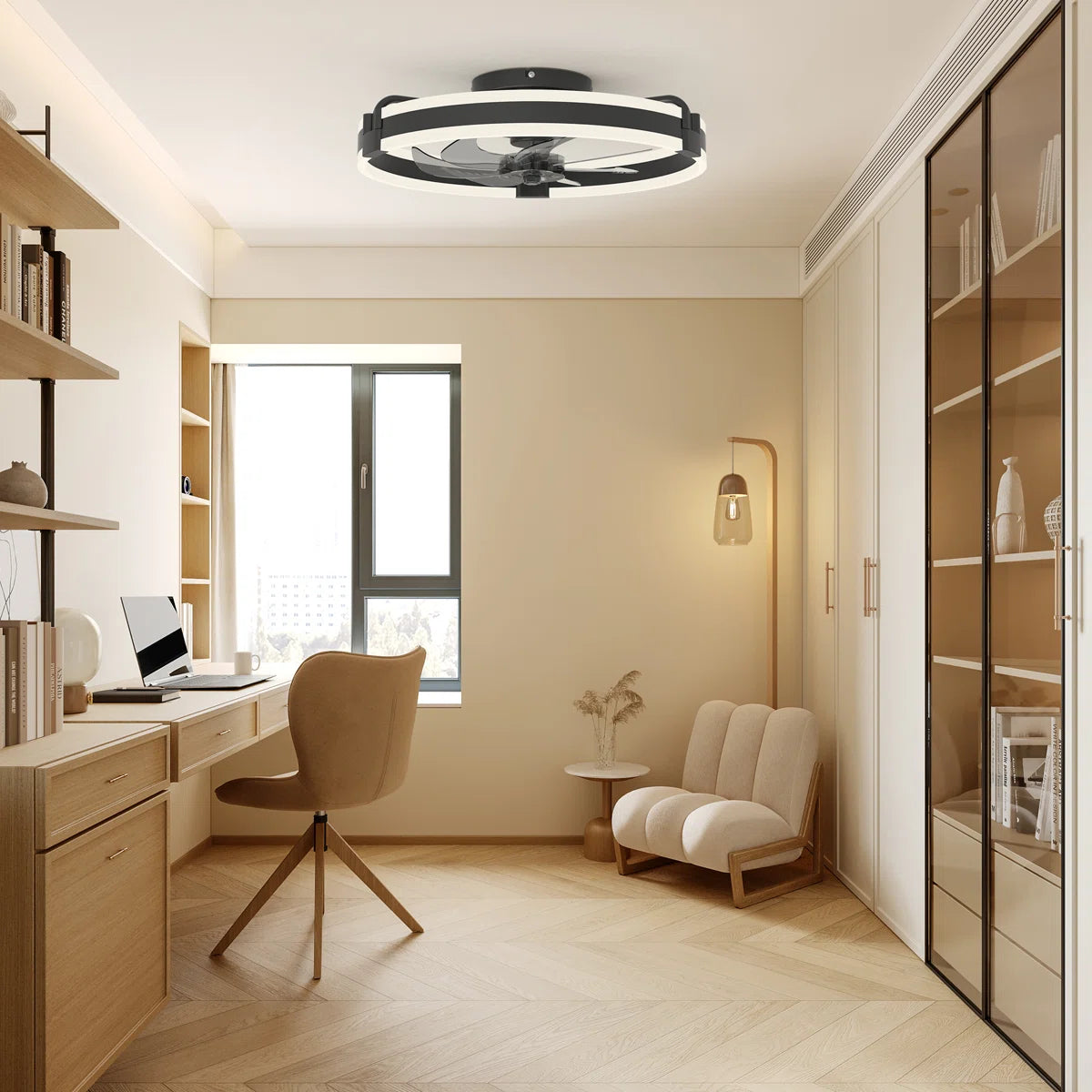 Siittoo 20" 6-Speed LED Dimmable Reversible Modern Caged Ceiling Fan With Light And Remote Control