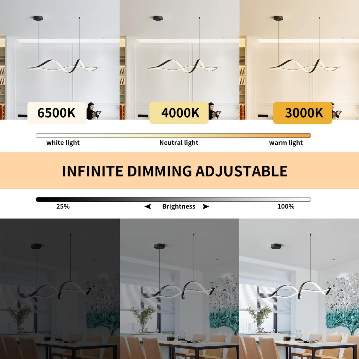 Siittoo 2 - Light LED Kitchen Island Pendant