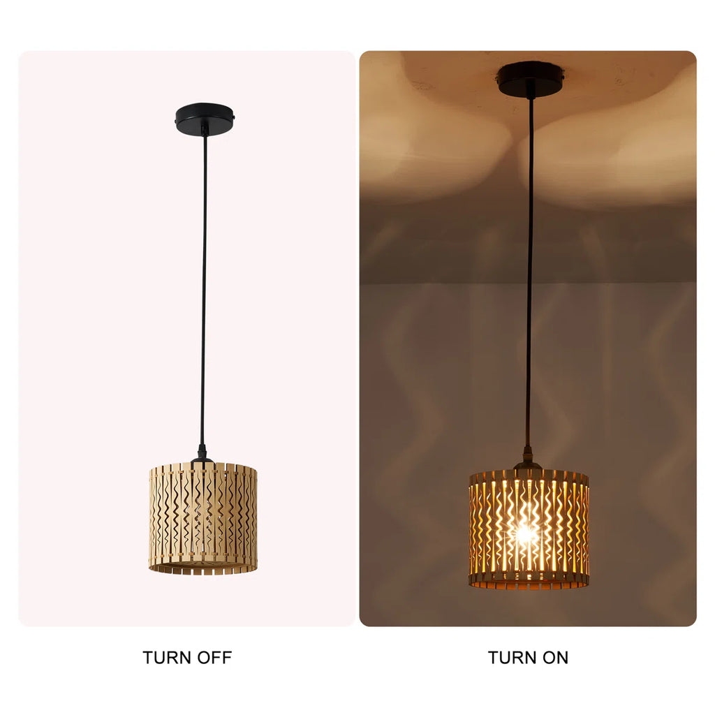 Siittoo Farmhouse Boho Wooden Pendant Light (Set of 3)